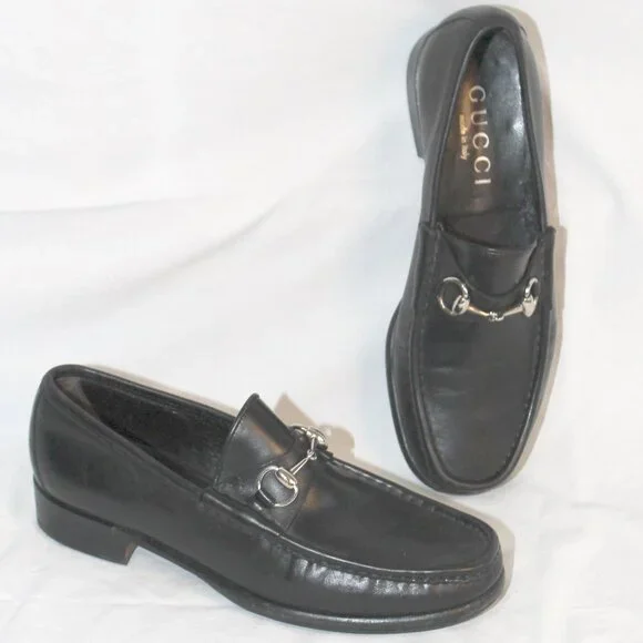 Gucci | Shoes | Gucci Black Leather Loafers Horsebit Sz 8 2  display picture 1